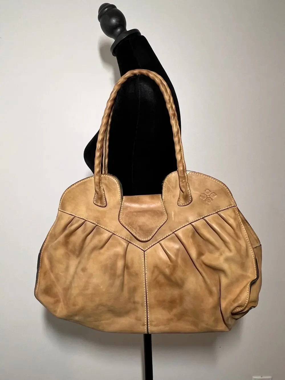 Patricia Nash EUC Brown Leather 2 Handle Shoulder Hobo Bag Purse